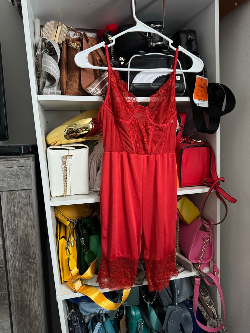 Red Lace Satin Women's Romper - Intimates & Sleepwear